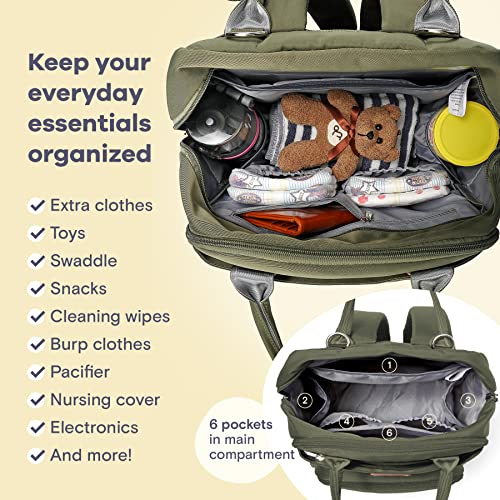 RUVALINO Diaper Bag Backpack-Expandable Baby Bag with up to 50% Capacity -Baby Essentials Bag with Changing Pad Insulated Bottle Holders & Pacifier Case, Waterproof, Army Green XL - color: Army Green