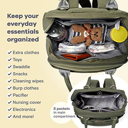 RUVALINO Diaper Bag Backpack-Expandable Baby Bag with up to 50% Capacity -Baby Essentials Bag with Changing Pad Insulated Bottle Holders & Pacifier Case, Waterproof, Army Green XL - color: Army Green