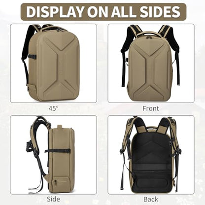 Camera Backpack, Hardshell DSLR Photography Camera Bag with Rain Cover, Waterproof Hard Shell Camera Case with Tripod Holder & 15.6" Laptop Compartment Compatible with Canon/Nikon/Sony/DJI Mavic Drone - color: Khaki
