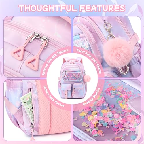 Girls Backpack,School Bag for Kids,Primary,Elementary,teen ages 6-15 Girls Bookbag,Students Kawaii Backpack Pink dolphin - color: Pink Dolphin