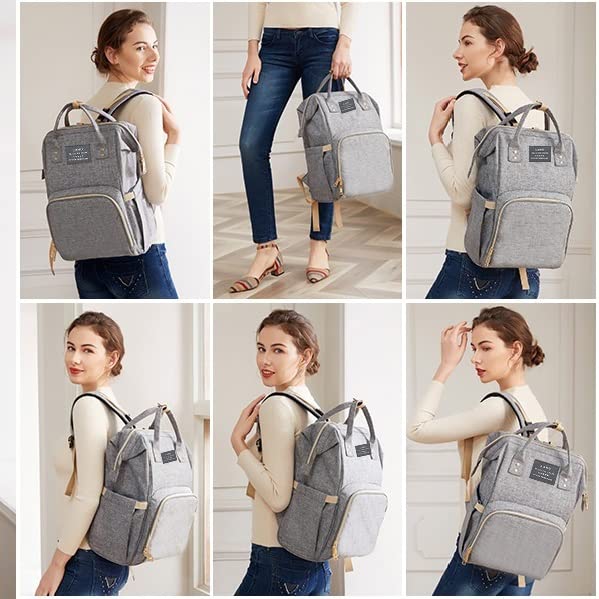 ANWTOTU Baby Diaper Bags with Changing Station,Waterproof Diaper Bag Backpack for Moms Dads with USB Charging Port,Large Capacity Multifunctional Baby Essentials(Grey) - color: Grey