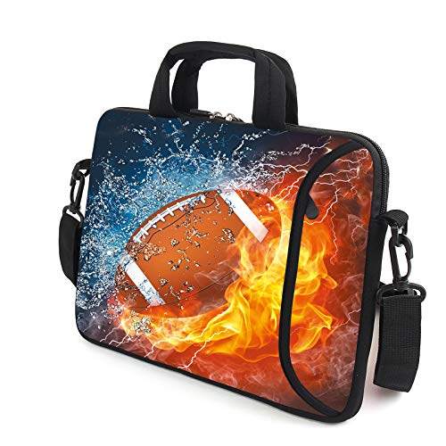 AMARY 14" 15" 15.4" 15.6" laptop sleeve chromebook case adjustable shoulder strap with handle accessory pocket for men women (Football) - color: Football