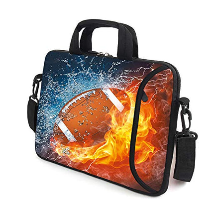 AMARY 14" 15" 15.4" 15.6" laptop sleeve chromebook case adjustable shoulder strap with handle accessory pocket for men women (Football) - color: Football