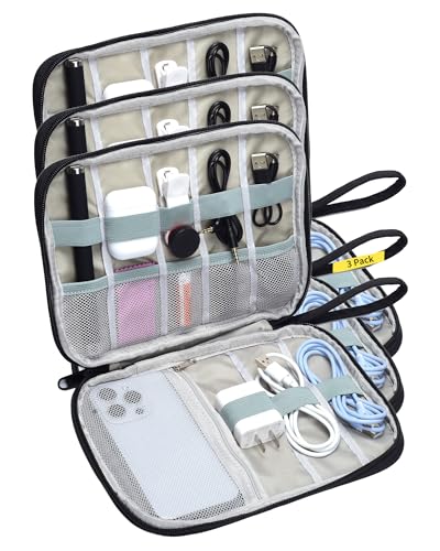 3 Pack Electronics Travel Organizer Case Tech Accessories Cord Storage Bag - size: 3 Pack Small