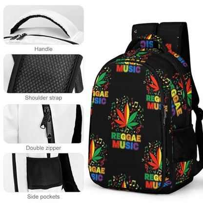 Casual Lightweight Laptop Backpack Rasta Reggae Music Note Weedleaf, Cute Travel Daypack with Tumbler Holder for College Nurse Teacher Work Commute - color: Pattern (327)