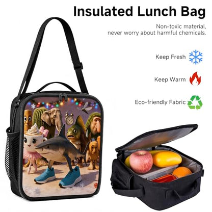 Zhazieon Adjustable Rucksack Lunch Bag Pencil Case Tung Tung Tung Sahur Backpacks 3pcs Set (Black-C3) - color: Black-c3