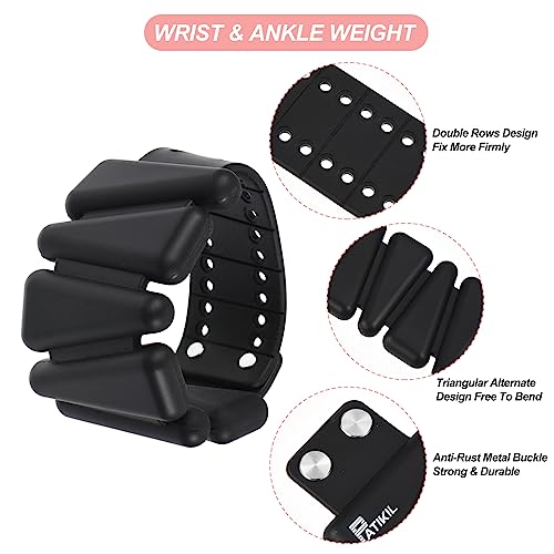 PATIKIL Adjustable Wrist Weights Set of 2, 2Lbs Total (1lb Each) Silicone Ankle Walking Weights for Women Men Bracelets for Training Yoga Jogging Aerobics - color: Black