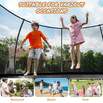 10FT 12FT 14FT 15FT 16FT Outdoor Trampoline with Enclosure Net, Heavy Duty Yard Trampolines, ASTM Approval Recreational Trampolines for Kids and Adults - size: 10FT