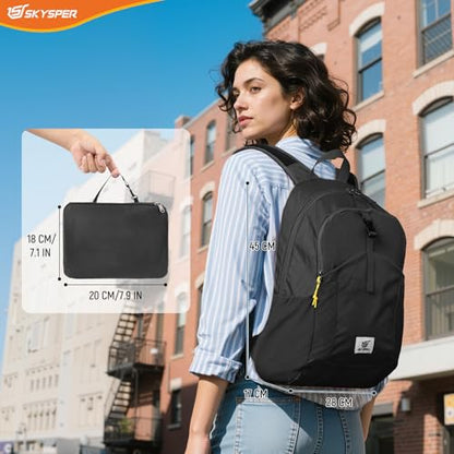 SKYSPER Small Hiking Backpack for Men Women 20L RFID Packable Daypack Ultralight Foldable Back Pack Lightweight Collapsible Travel Day Pack - color: Black