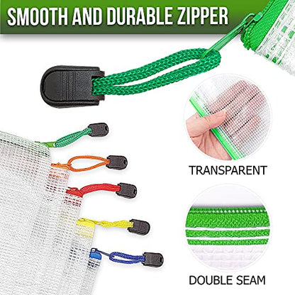 32 Pack Mesh Zipper Pouch Bags 10x14 inch - Mesh Storage Bags - Plastic Zipper Pouches for Organizing - Document Bags With Zippers - Letter Size Zippered Pouch - Document Pouches With Zippers - size: 32 Pack 10x14