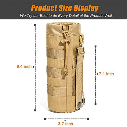 Upgraded Sports Water Bottles Pouch Bag, Tactical Drawstring Molle Water Bottle Holder Tactical Pouches, Travel Mesh Water Bottle Bag Tactical Hydration Carrier - color: Tan-3Pouch