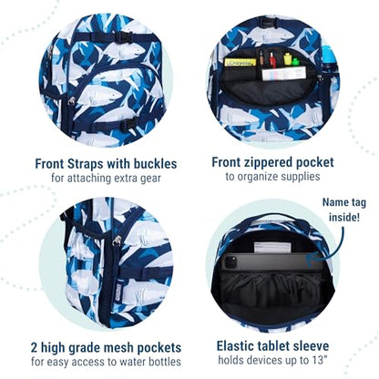 Wildkin 15 Inch ECO rPET Backpack for Kids, Sharks - color: Sharks, size: 15 Inch/12L