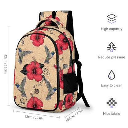 Travel Backpack Purse for Women, Classic Hummingbird Art Lily Flowers Birds Cute Laptop Backpack with Tumbler Holder for Nurse Teacher College Work Casual Daypack - color: Pattern (331)