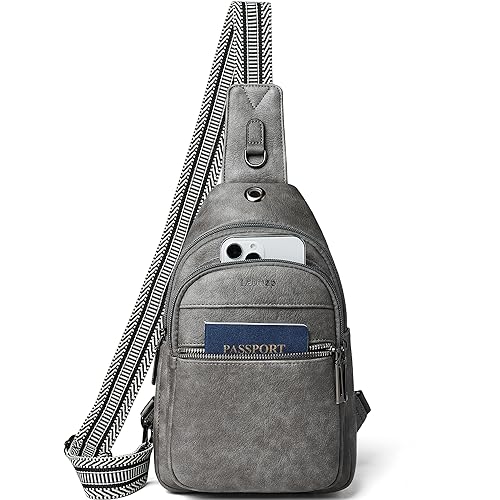 LATMAP 7L Sling Bag For Women Faux Leather Anti Theft Small Casual Daypack Backpack Fanny Pack Crossbody Chest Bags Purse Waterproof Dark Grey - color: Dark Grey