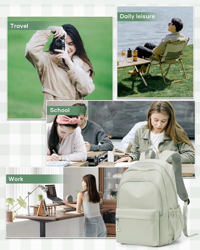 winspansy Backpack for School Teenage Girls Boys,Waterproof Lightweight School Bags Travel Daypack Simple Cute College Backpack Rucksack for Women Men fit 14 Inch Laptop,Light Green - color: A1-light Green