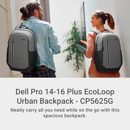 Dell Pro 14-16 Plus EcoLoop Urban Backpack - CP5625G - 27 liters, 16" Laptop Maximum, 2 x Side Pockets, 300D rPET Polyester Woven Fabric, Water Resistant, 52% Recycled Content - color: Gray 14-16"
