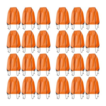 Drawstring Backpack Bulk 24Pcs Draw String Backpack Bags DIY Gym Sports Traveling Yoga Cinch Bag Sackpack Drawstring (orange) - color: Orange