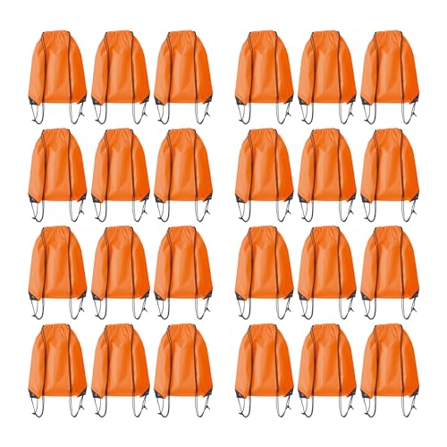 Drawstring Backpack Bulk 24Pcs Draw String Backpack Bags DIY Gym Sports Traveling Yoga Cinch Bag Sackpack Drawstring (orange) - color: Orange