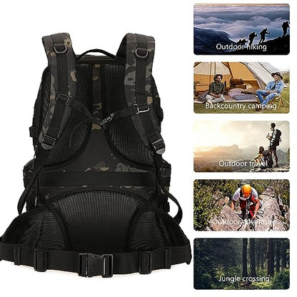50L Military Tactical Backpack Hiking Waterproof Backpack Large Military Pack 3 Day Assault Pack Molle Bag Rucksack - color: Blackcamo