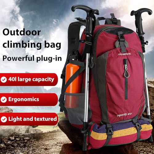 FENGDONG 40L Waterproof Lightweight Hiking,Camping,Travel Backpack for Men Women Red - color: A3- Red