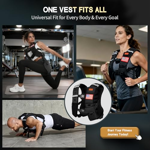 WANOON Weighted Vest for Men Women, 8lb/12lb/16lb/20lb/30lb/40lb Fixed Weight, Plus Size Fitness Vest with Phone Pocket & Reflective Strips for Walking Running Rucking Strength Training - size: 8lb