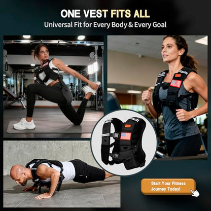 WANOON Weighted Vest for Men Women, 8lb/12lb/16lb/20lb/30lb/40lb Fixed Weight, Plus Size Fitness Vest with Phone Pocket & Reflective Strips for Walking Running Rucking Strength Training - size: 8lb