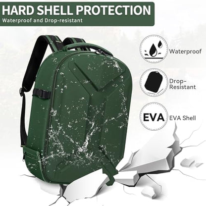 Camera Backpack, Hardshell DSLR Photography Camera Bag with Rain Cover, Waterproof Hard Shell Camera Case with Tripod Holder & 15.6" Laptop Compartment Compatible with Canon/Nikon/Sony/DJI Mavic Drone - color: Green