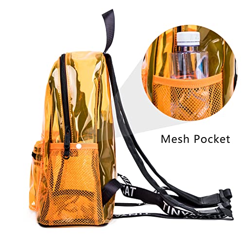 TINYAT Small Clear backpack for Women - See Through Clear Bag - color: Orange