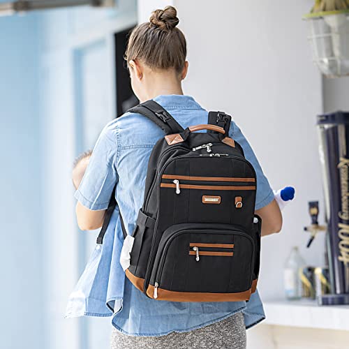 Diaper Bag Backpack, Large Baby Nappy Bags with Portable Changing Pad for Boys and GirlsMultifunction Travel Baby Bag for Moms Dads, Shower Gifts Waterproof and Stylish，Black - color: Black