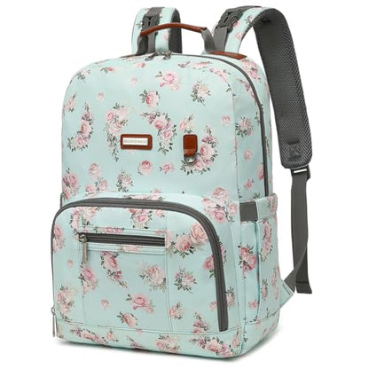 Diaper Bag Backpack, Large Baby Nappy Bags with Portable Changing Pad for Boys and GirlsMultifunction Travel Baby Bag for Moms Dads, Shower Gifts Waterproof and Stylish，Flower Green - color: Flower Green
