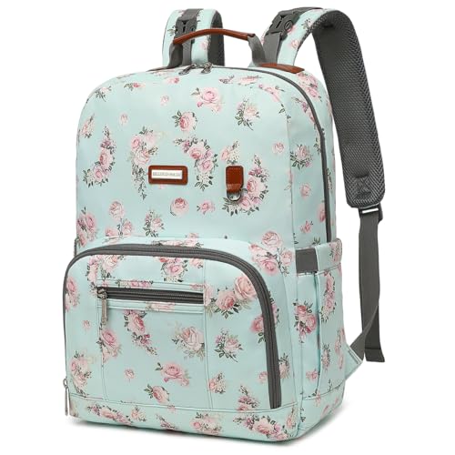 Diaper Bag Backpack, Large Baby Nappy Bags with Portable Changing Pad for Boys and GirlsMultifunction Travel Baby Bag for Moms Dads, Shower Gifts Waterproof and Stylish，Flower Green - color: Flower Green