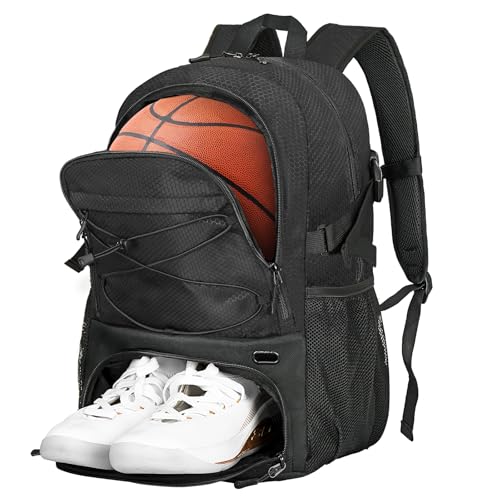 Goloni 35L Basketball Bag,Basketball Backpack with Shoe and Ball Compartment,Backpack for Soccer, Volleyball - color: black