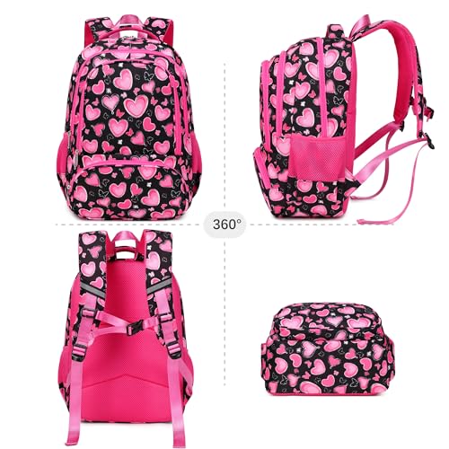 abshoo Lightweight School Backpack For Girls 6-8-10 Kindergarten Elementary Bookbag Kids School Bags (Heart) - color: Heart