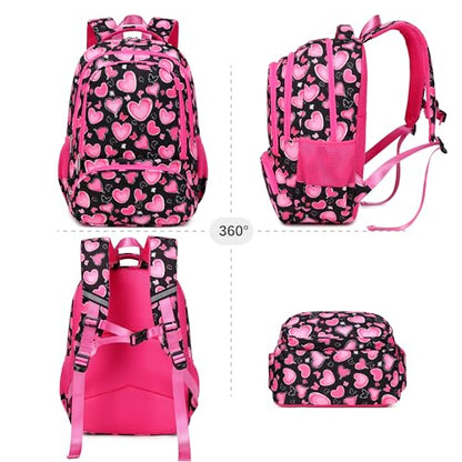 abshoo Lightweight School Backpack For Girls 6-8-10 Kindergarten Elementary Bookbag Kids School Bags (Heart) - color: Heart