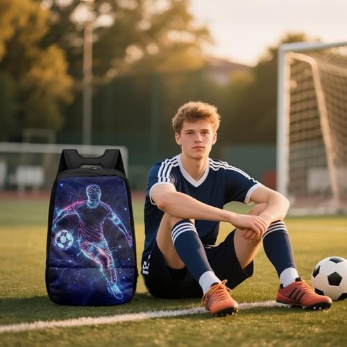 Sports Backpack with Ball Holder, Shoe Compartment, Waterproof Design, Multiple Graphic Prints, 18.5 x 12.6 x 7.3 Inches, Black