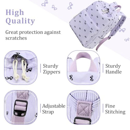 LEDAOU Kids Backpack for Girls Backpacks with Lunch Box, Lightweight Bookbag Set Elementary Middle School Back pack for 8-14 - color: Purple Bow