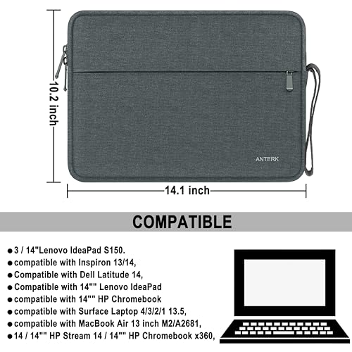 Laptop Sleeve 14 Inch, Water Resistant Traveling Computer Cover with Handle, Shockproof Protective Carrying Laptop Case Compatible for 14 Inch MacBook Air/Pro, HP, Dell, Lenovo, Darkgrey - color: Darkgrey, size: 14 Inch