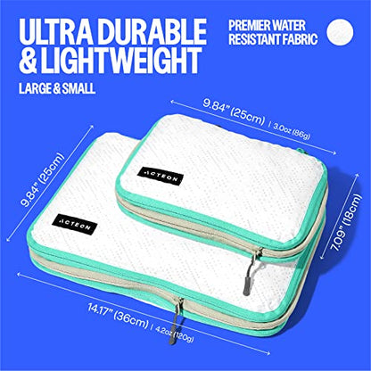 Acteon Compression Packing Cubes - 2 Pack Clean Dirty Separate Zipper - Lightweight Travel Packing Cubes for Luggage - Suitcase Organizer Travel Cubes - Large Small Laundry for Clothes Shoes Makeup - color: Waypoint