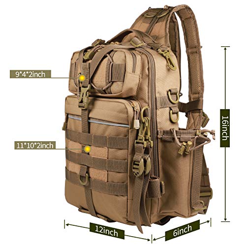 BLISSWILL Outdoor Tackle Bag - Large Water-Resistant Fishing Backpack - color: H：khaki, style: Large(16*12*6 Inch)