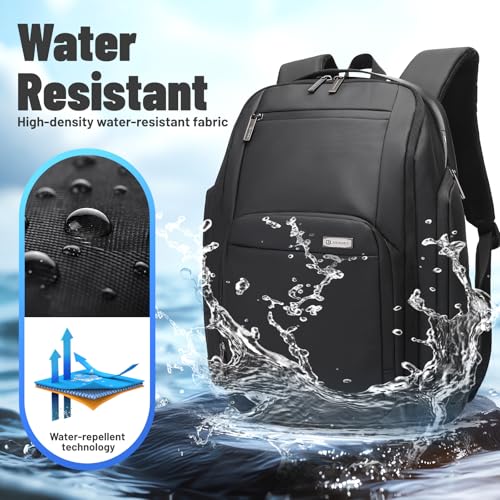 Expandable Business Laptop Backpack,180° Full Open TSA Friendly Travel Bag,15.6 inch Slim Commuter Backpack with USB Port,Water Resistant Professional Office Daypack,Black - color: Black-3