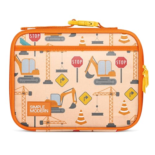 Simple Modern Kids Lunch Box for School | Reusable Insulated Lunch Bag for Toddler, Girl, and Boy | Exterior & Interior Pockets | Hadley Collection | Construction Zone - color: -Construction Zone