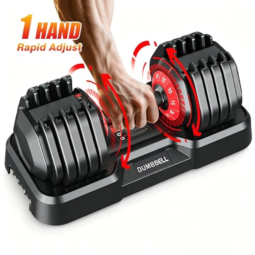 Adjustable Dumbbell Set, All in One Weights Dumbbell with Non-Slip Handle, 1 Hand Quick Adjust weight set for Home Gym - color: 55lb Pair