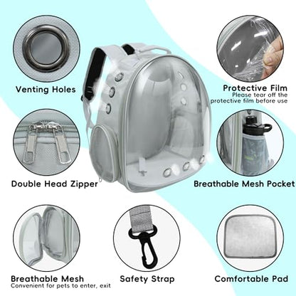 Cat Backpack, Airline Approved Bubble Carrying Bag for Small Medium Dogs Cats, Space Capsule Pet Carrier Dog Hiking Backpack Travel Carrier (Grey) - color: Grey