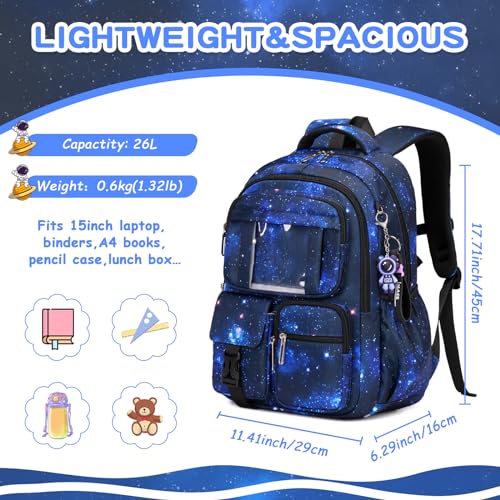 PIG PIG GIRL Kids Backpack for Girls Boys School Bags for Middle School Students Book Bag for Elementary Primary Kawaii Ita Backpack, Galaxy Astronaut - color: Galaxy Blue
