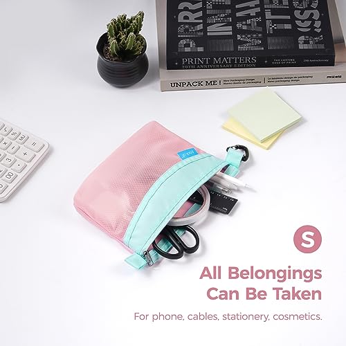 pack all Water-Resistant Zipper Pouch, Mesh Zipper Bag, 8.66"x5.91" - color: Pink, size: Small
