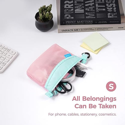 pack all Water-Resistant Zipper Pouch, Mesh Zipper Bag, 8.66"x5.91" - color: Pink, size: Small
