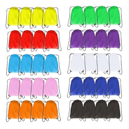 Drawstring Backpack Bulk 40Pcs Draw String Backpack Bags DIY Gym Sports Traveling Yoga Cinch Bag Sackpack Drawstring (multi color) - color: Multicolor
