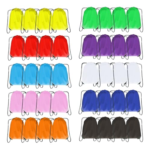 Drawstring Backpack Bulk 40Pcs Draw String Backpack Bags DIY Gym Sports Traveling Yoga Cinch Bag Sackpack Drawstring (multi color) - color: Multicolor