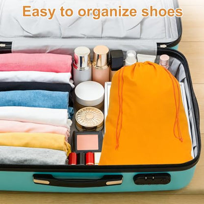 Cloth Shoe Bags for Travel, Flannel Pouch with Drawstring Closure Washable Breathable Cotton Fabric, 15.8x11.8" & 2 Pcs & Light Blue- Fit for (Men Women/Luggage/Storage) - color: Light Blue