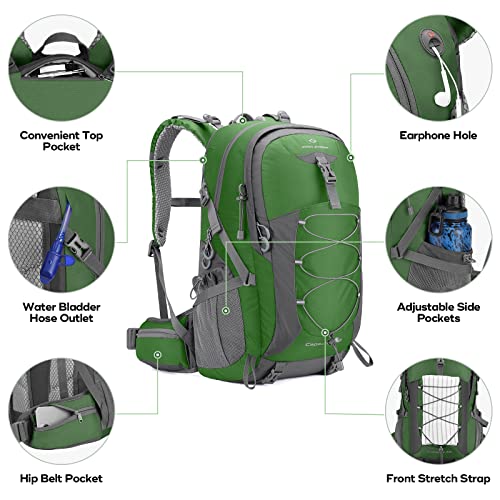 Maelstrom Hiking Backpack,Camping Backpack,40L Waterproof Hiking Daypack with Rain Cover,Lightweight Travel Backpack,Green - color: 40l Green, size: 40l